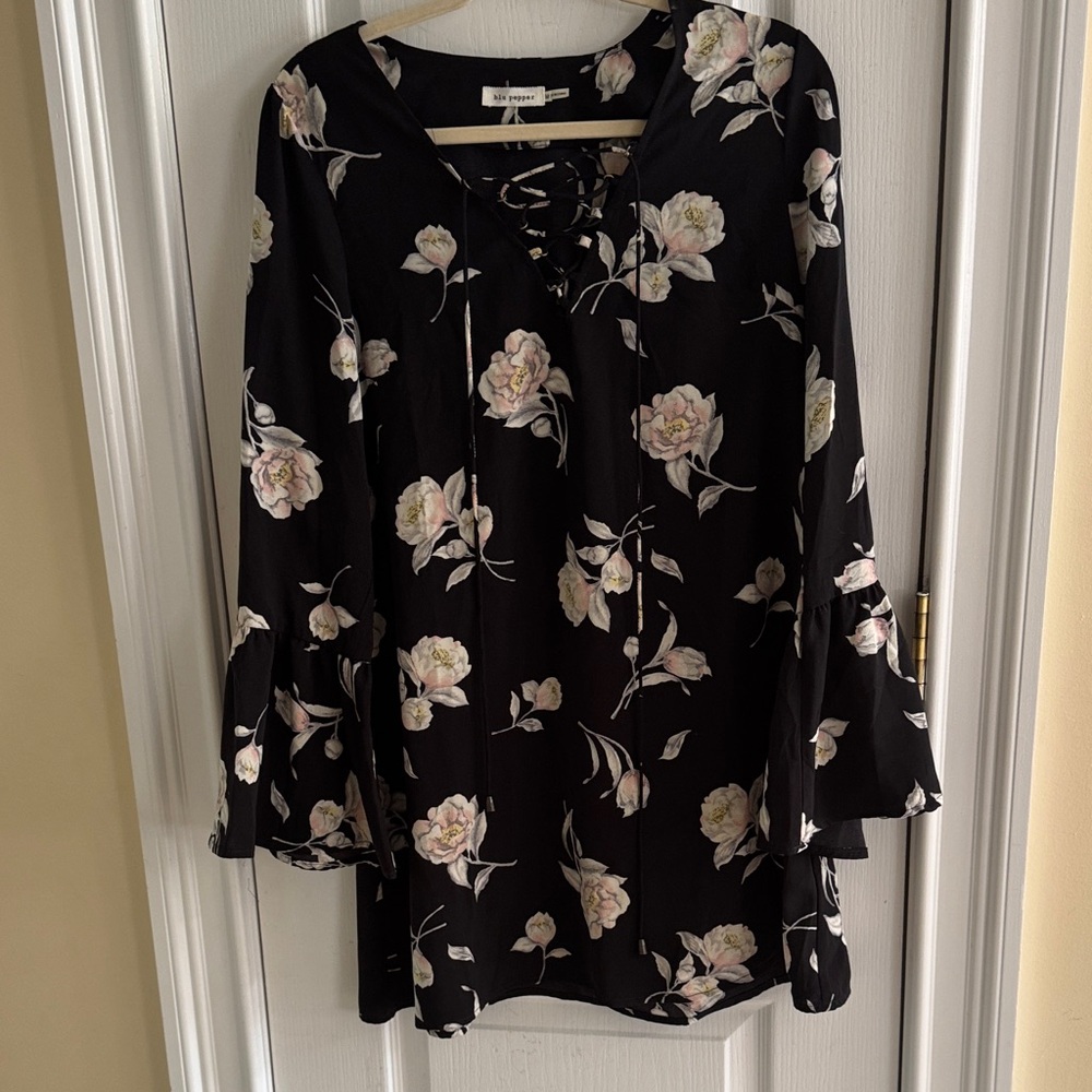 Blu Pepper Black Floral Dress